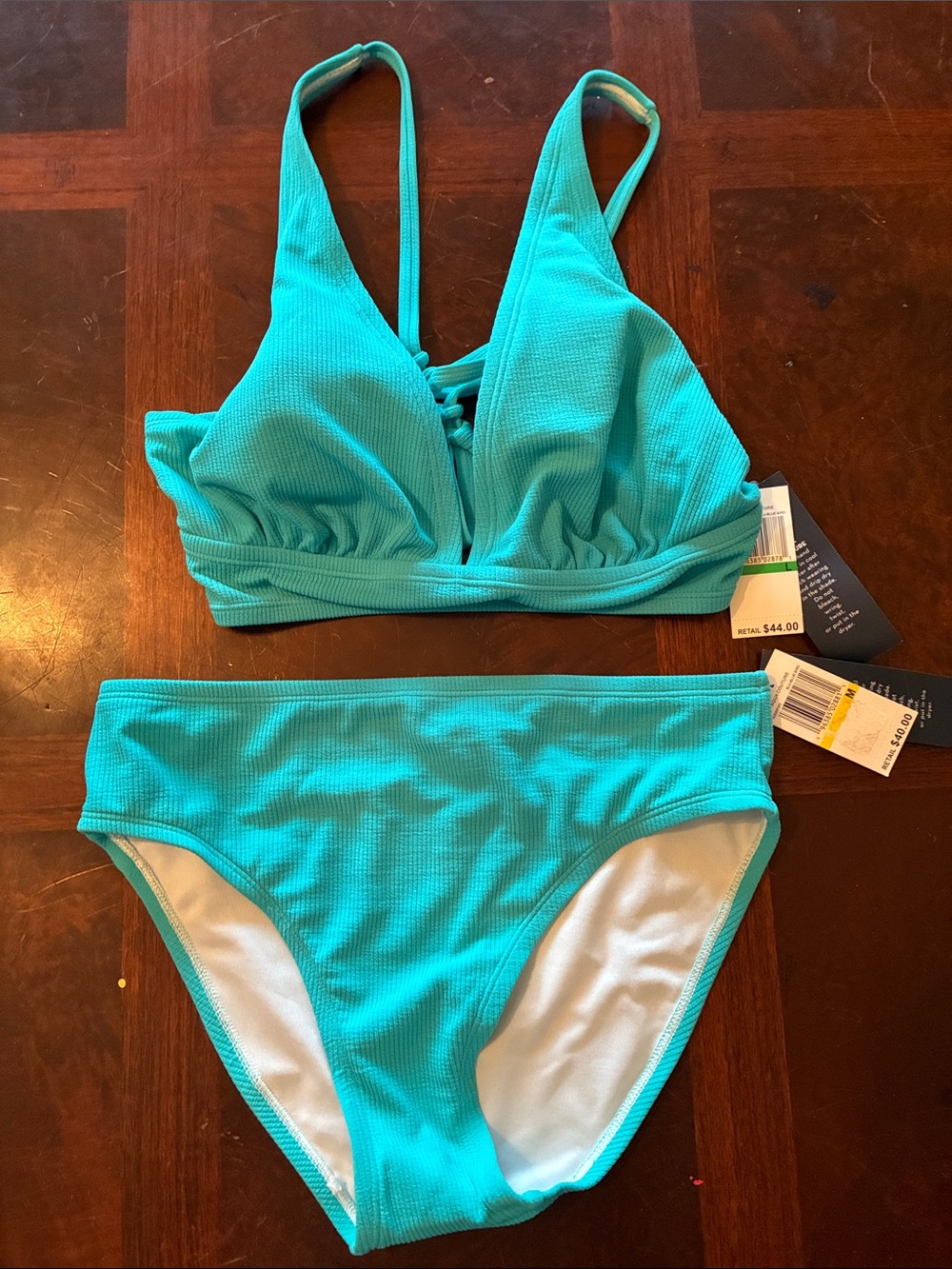 Triangle Bralette Bikini Set in Teal - Women's Two-Piece Swim